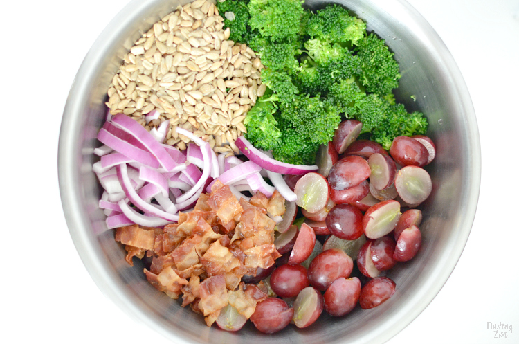 Ingredients for broccoli salad recipe