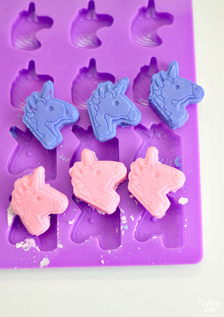 using a unicorn silicone mold to make cream cheese mints