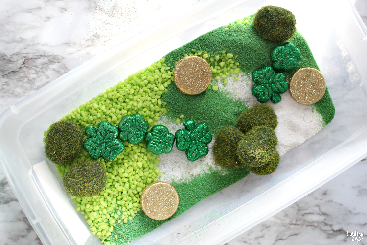 a fun leprechaun garden sensory bin