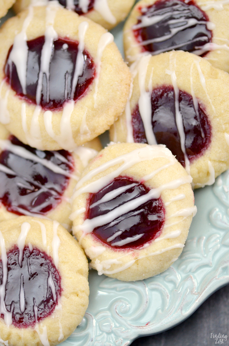 Raspberry Thumbprint Cookies with Icing - Finding Zest