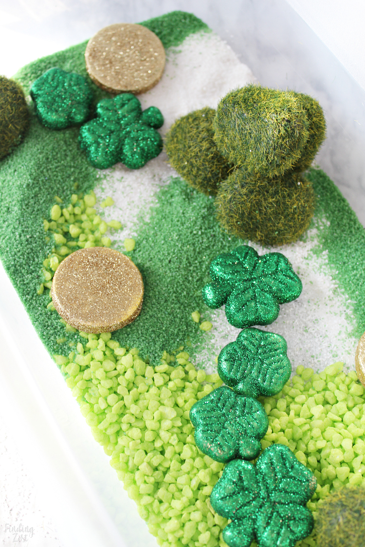 St. Patrick's Day sensory bin activity for kids 