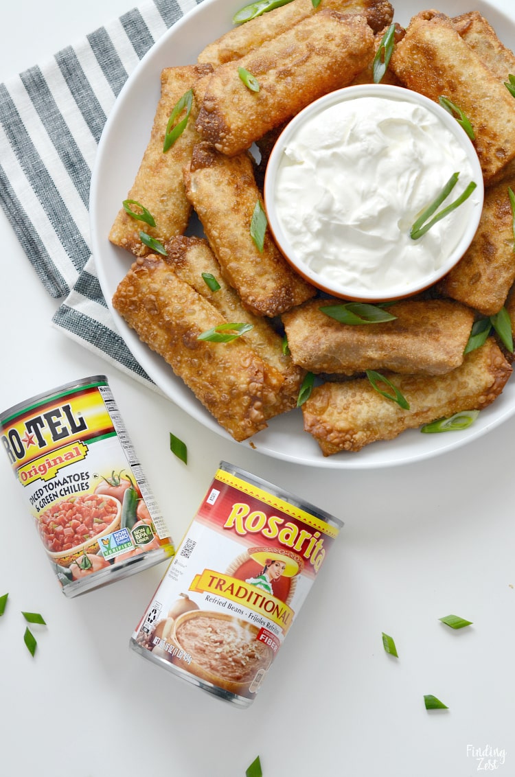 taco egg rolls with rotel and rosarita