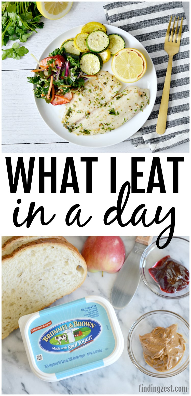 See what I eat in a day with fun and easy meal ideas for lunch, breakfast and dinner. Includes a quick garlic tilapia sheet pan meal idea that can be on your table in just 30 minutes. Your whole family will love this low carb fish dinner with roasted vegetables!