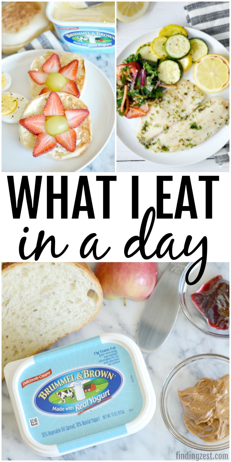 See what I eat in a day with fun and easy meal ideas for lunch, breakfast and dinner. Includes a quick garlic tilapia sheet pan meal idea that can be on your table in just 30 minutes. Your whole family will love this low carb fish dinner with roasted vegetables!