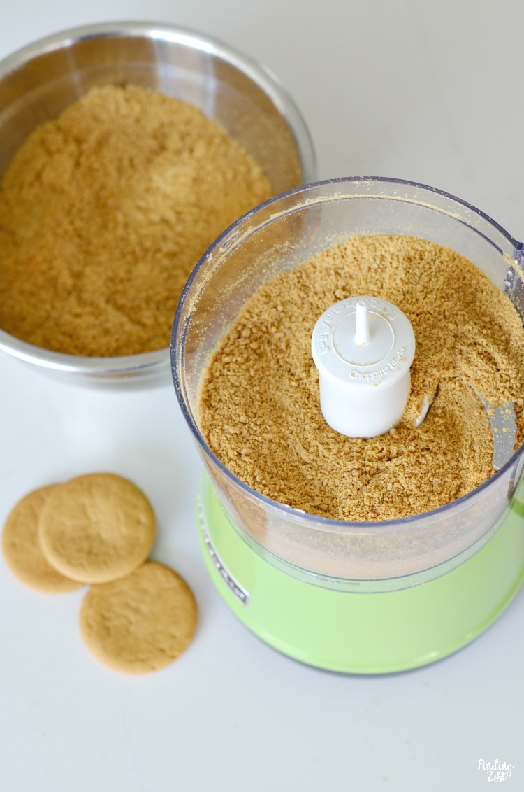 Crushed gingersnaps in a food processor