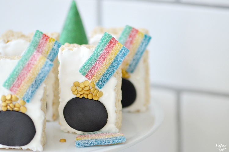 St. Patrick's Day food ideas for kids: Pot of Gold with Rainbow Rice Krispie Treats