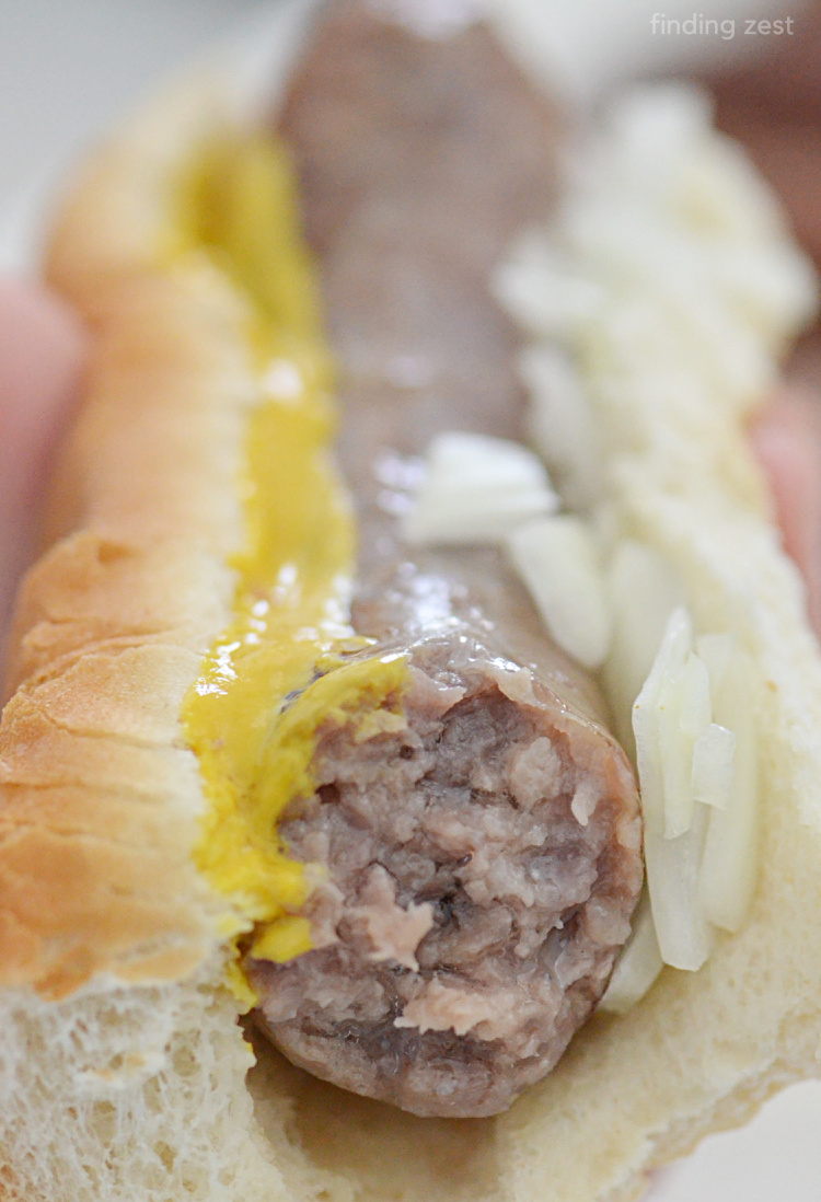 Juicy inside of a air fryer brat