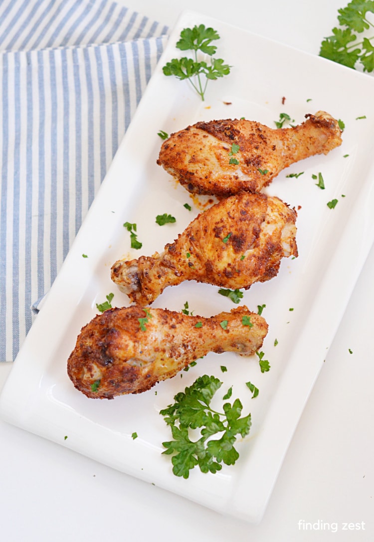 Chicken legs that were cooked in the air fryer with a dry rub