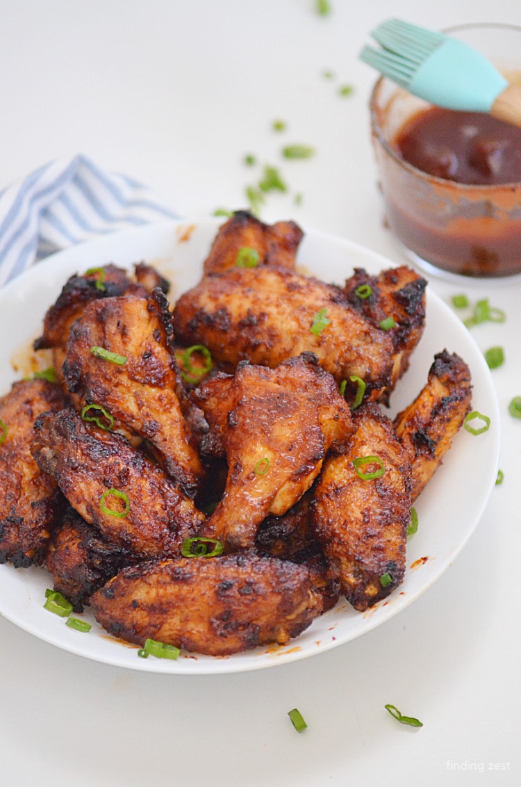 Air Fryer BBQ Wings recipe. Perfect for game day, appetizers or a fun dinner option!