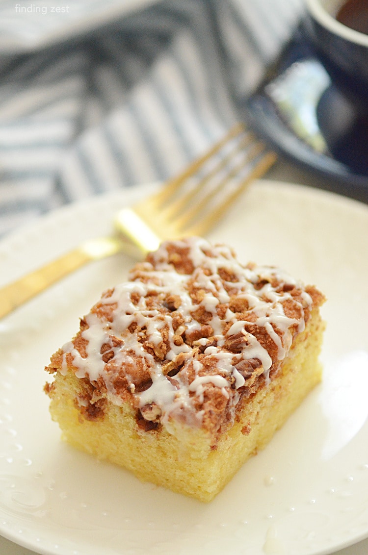 Cinnamon Roll Coffee Cake is downright irresistable! Enjoy cake in the morning with your cup of coffee!