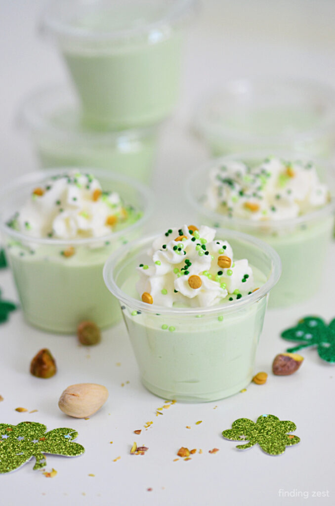 st paddys day pudding shots