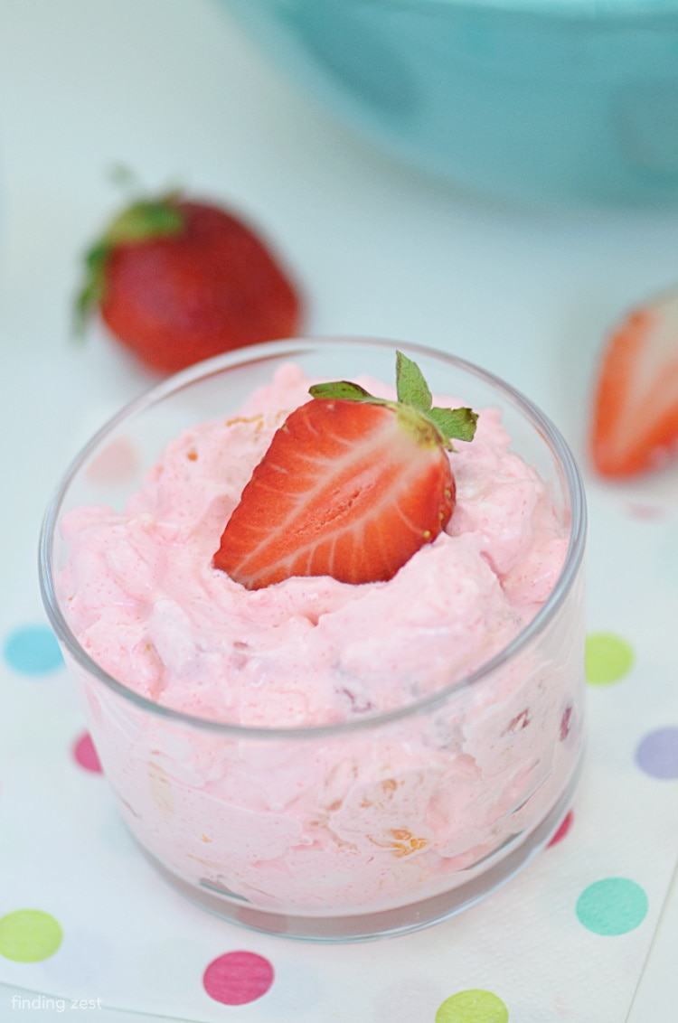 Strawberry Fluff with fresh strawberries, a perfect side dish for your next holiday gathering including Easter, Mother's Day, Thanksgiving or Christmas!