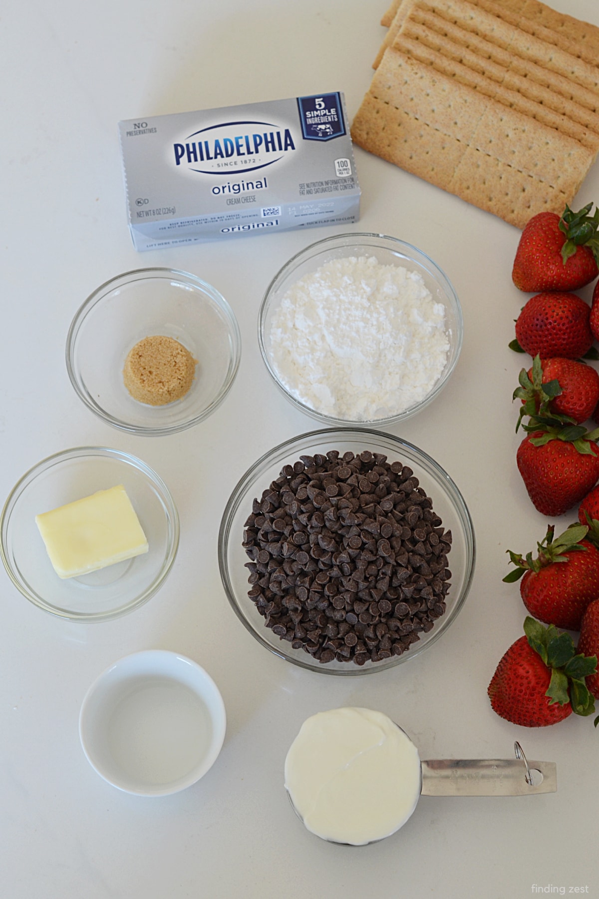 Ingredients for cream cheese dip