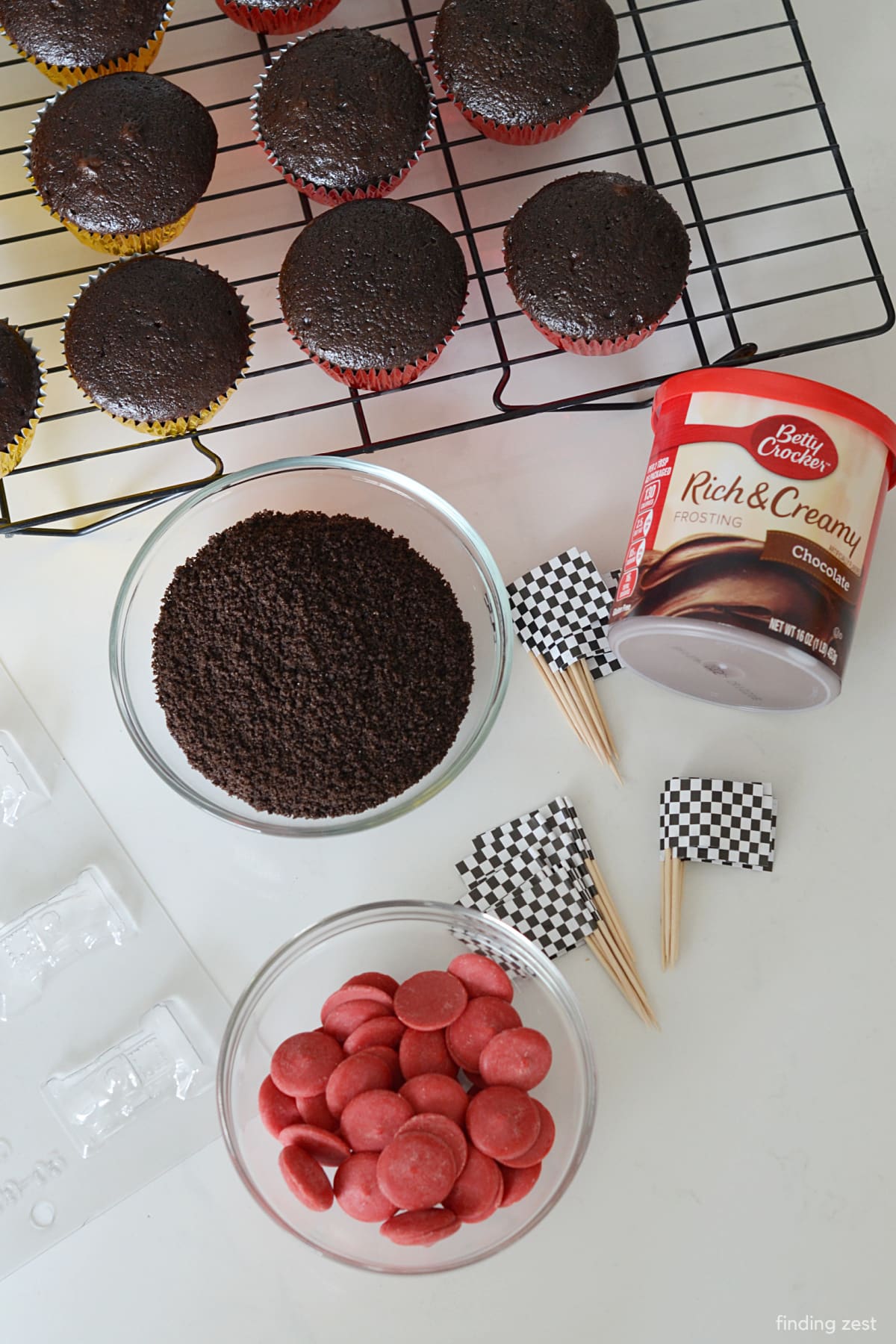 Ingrédients pour faire des cupcakes de voiture