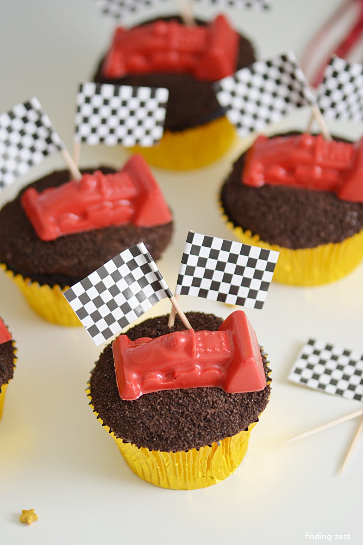 Race Car Cupcakes with Edible Topper