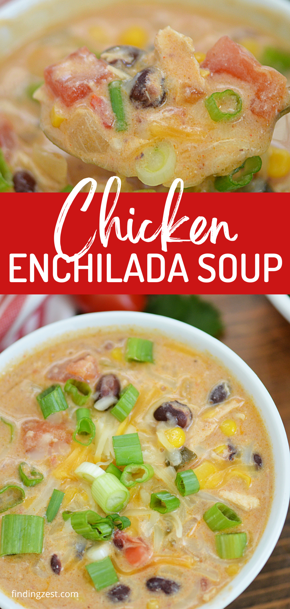 Chicken Enchilada Soup is so flavorful and easy to make, especially if you use leftover chicken or purchase a rotisserie chicken! Loaded with flavor, this creamy soup is quick and easy to prepare and sure to be a dinner time hit.