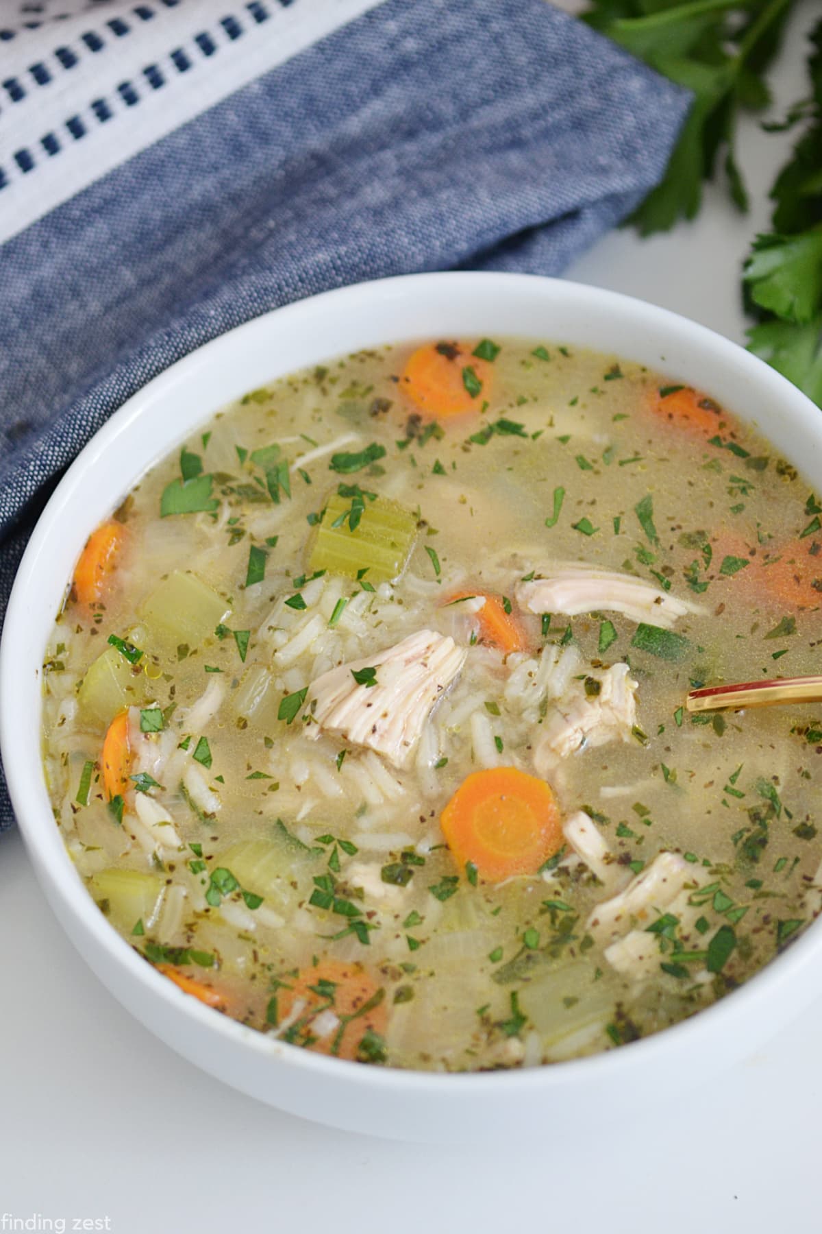 Chicken and Rice Soup with Rotisserie Chicken - Finding Zest