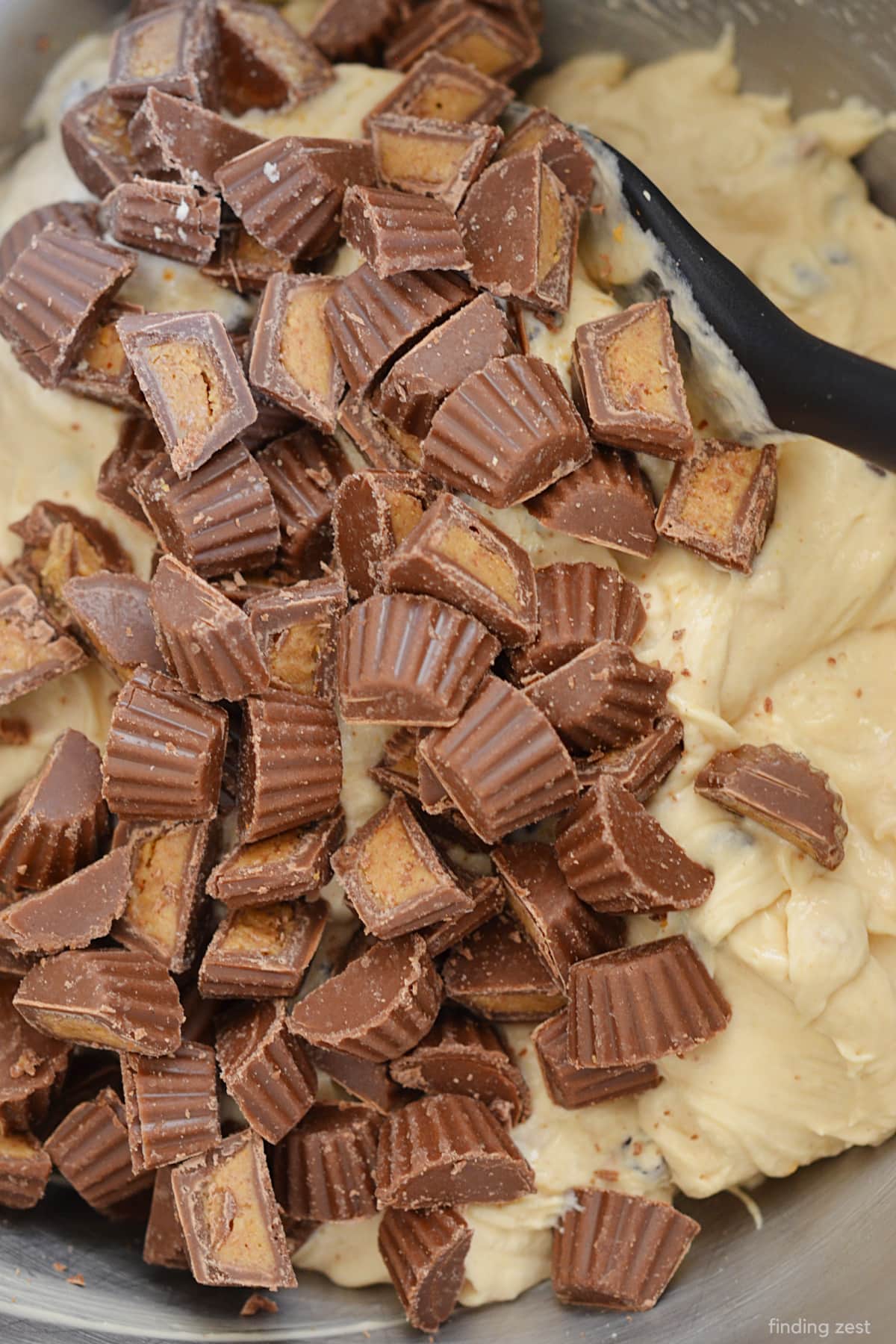 Adding peanut butter cups to dessert dip