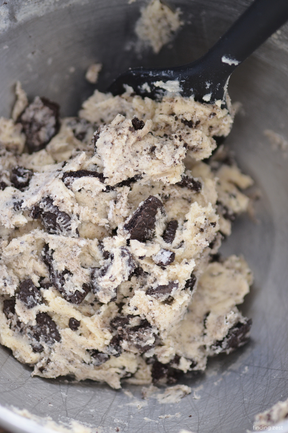 Oreo mixed into cookie dough