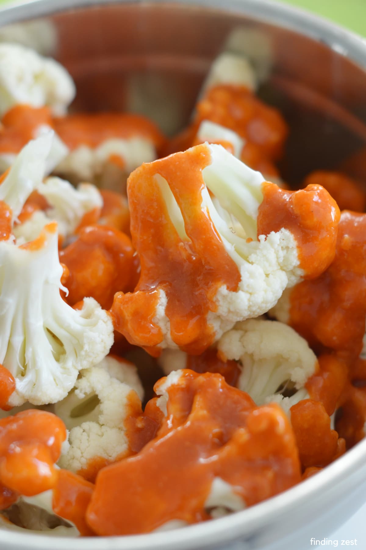 Fresh cauliflower with buffalo sauce