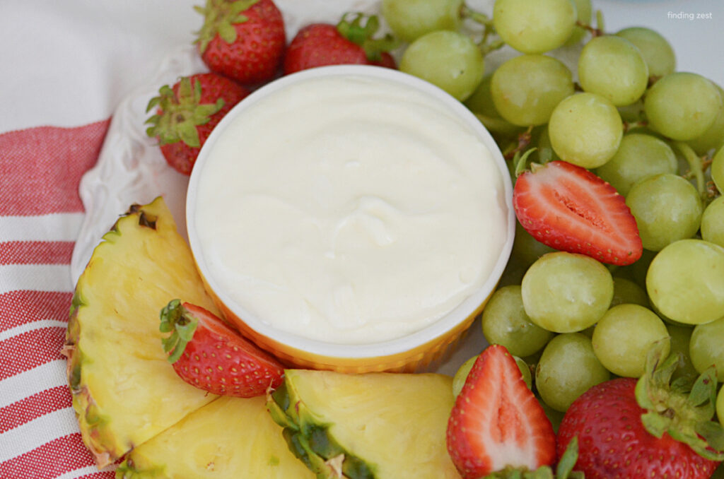 Marshmallow fruit dip with cream cheese is an easy way to take your fresh fruit to the next level! Everyone will love the simplicity of this dip paired with fruit, pretzels or vanilla wafers! Great for parties, potlucks or every day snacks!