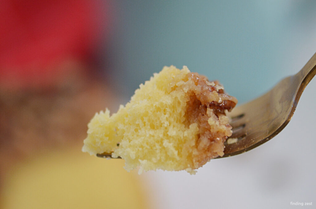 This pecan cake is so moist and delicious that everyone will want the recipe! Made with a yellow cake mix and featuring an amazing caramel pecan topping!
