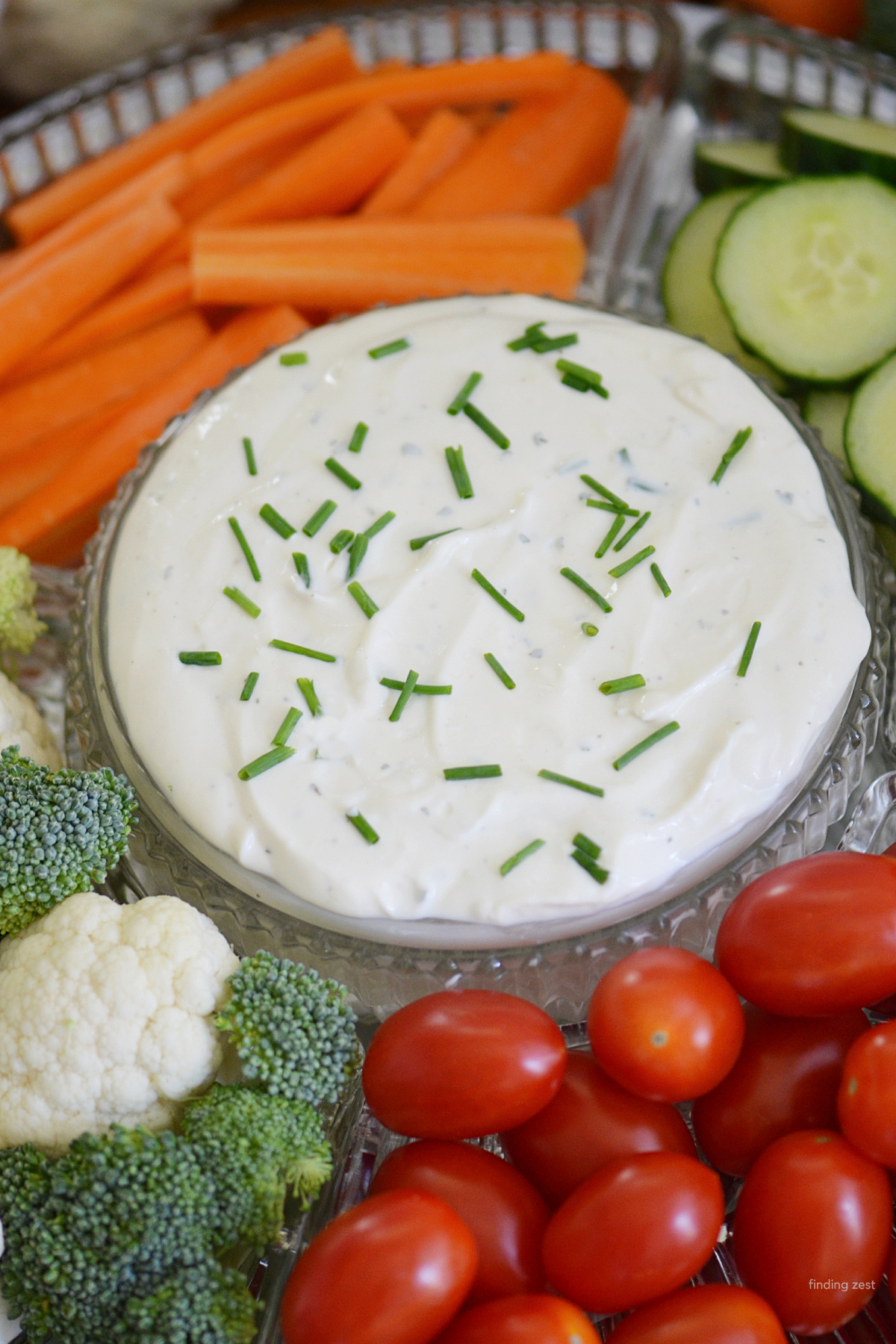 This ranch veggie dip is the best dip for a veggie tray! Makes an easy appetizer or snack for any party!