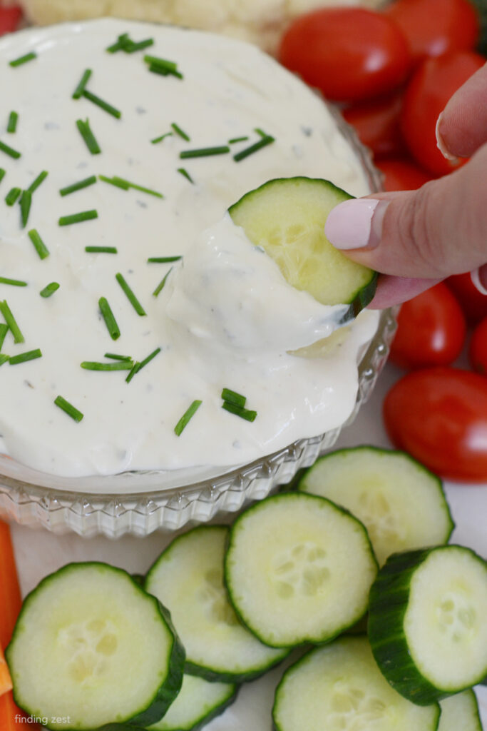 Looking for the best dip for veggies? Try this Ranch Veggie Dip recipe that is so quick with a wonderful creamy texture. Serve it with your favorite veggies or chips for a light appetizer or snack.