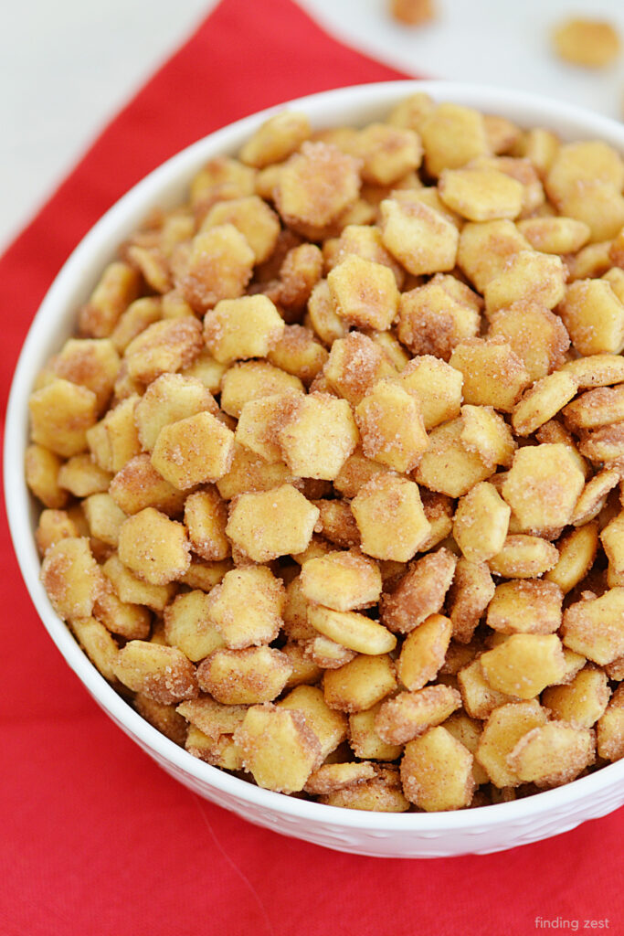 These Cinnamon Sugar Oyster Crackers are a quick, baked treat made with butter, cinnamon, and sugar. Perfectly sweet and crispy, they’re great for snacking, party appetizers, or game day munchies!